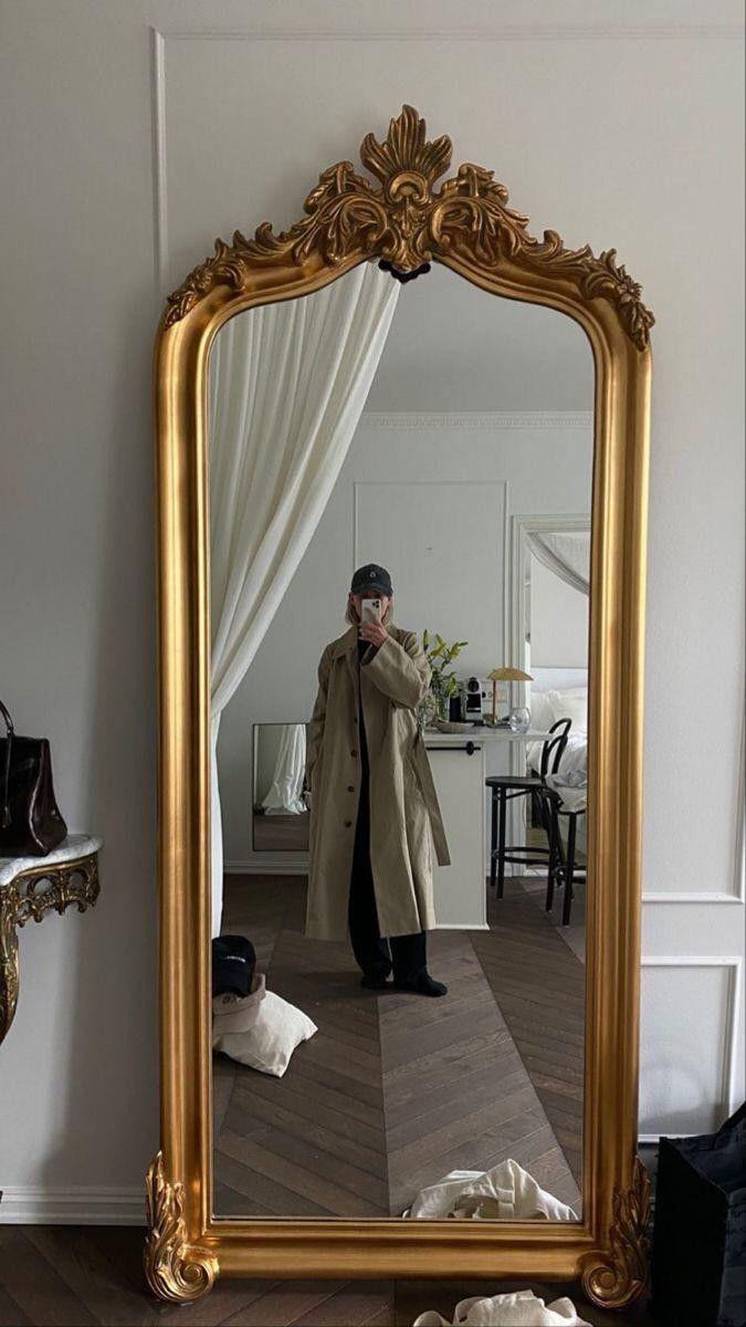 Vintage Gold Baroque Floor Mirror