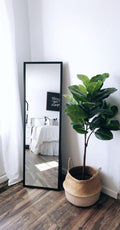 Sleek Black Full Length Floor Mirror – Minimalist Leaning Wall Mirror for Bedroom & Living Room