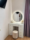 Modern LED Vanity Table Mirror with Lights – Round Wall Mirror with Touch Control, Makeup Dressing Table Mirror for Bedroom