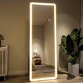 Full Length LED Rectangle Mirror – Floor Standing Lighted Mirror with Modern Frame for Bedroom & Dressing Area