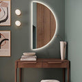 Half Moon LED Backlit Wall Mirror – Crescent Shape Warm Glow