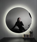 Round Frameless LED Backlit Wall Mirror – Cool White Halo Glow