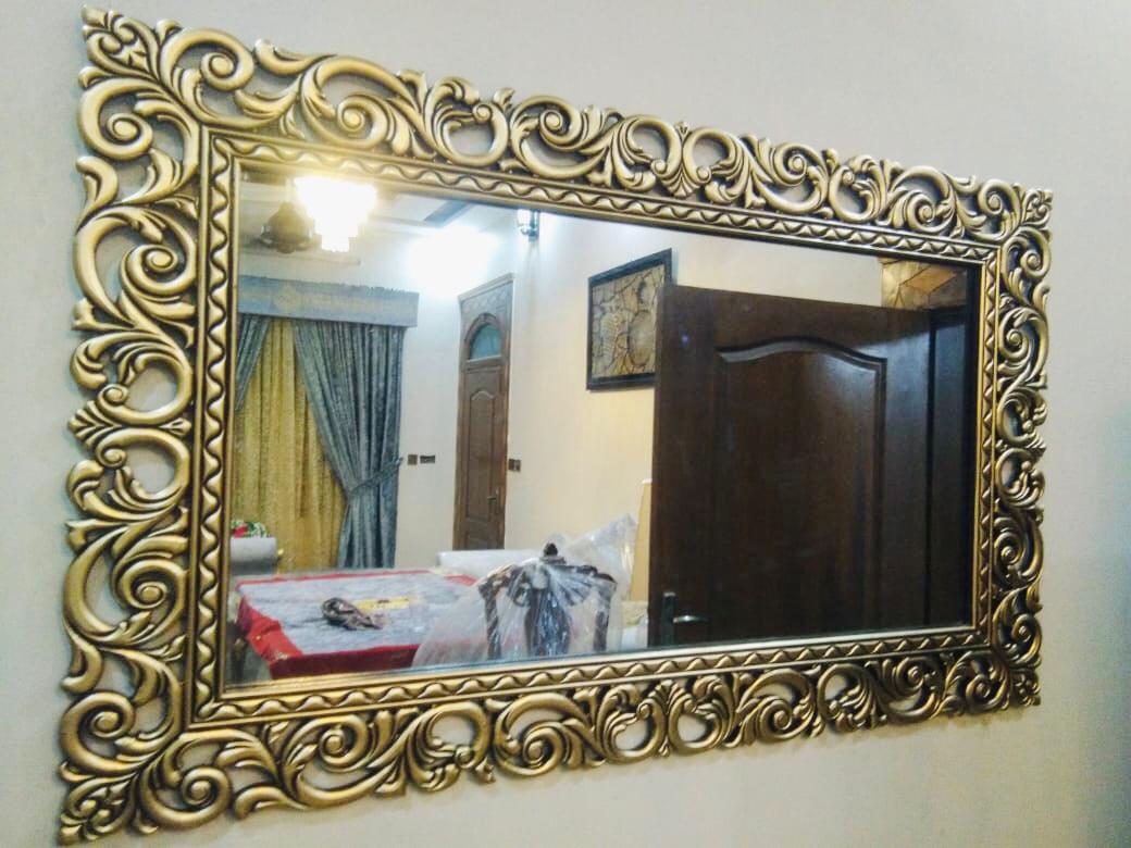 Gold Ornate Carved Rectangular Wall Mirror – Classic Baroque Frame